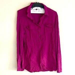 NWOT.  Jockey Ladies Magenta Button-Front Long Sleeve Top. Lightweight comfort.